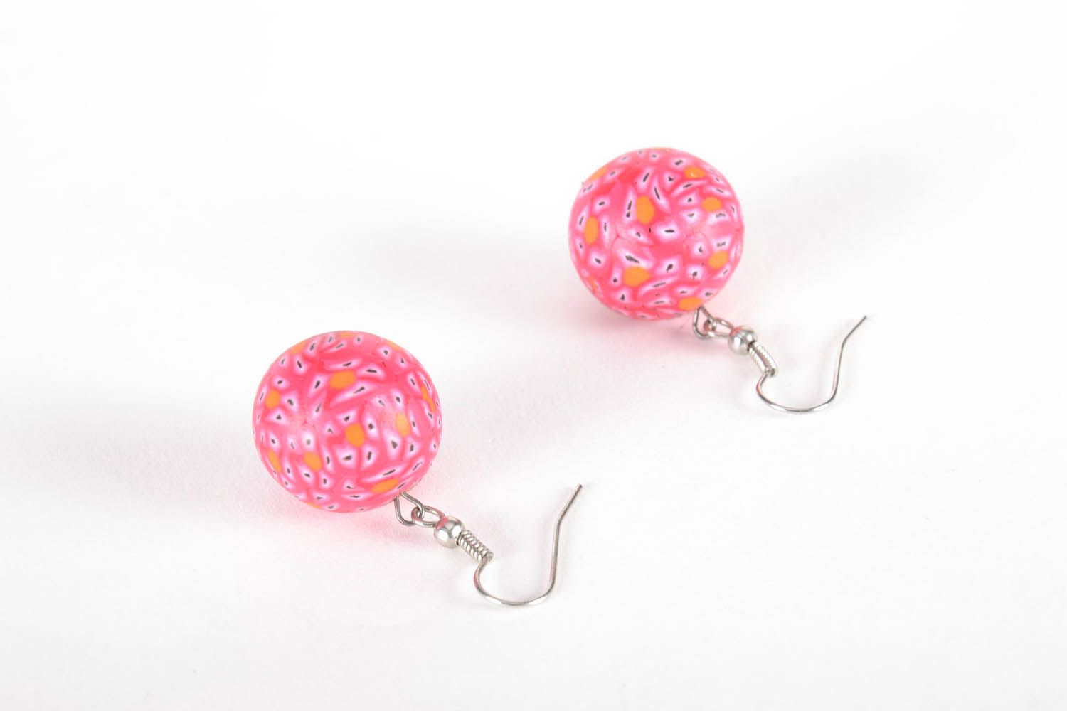Round Pink Earrings photo 2