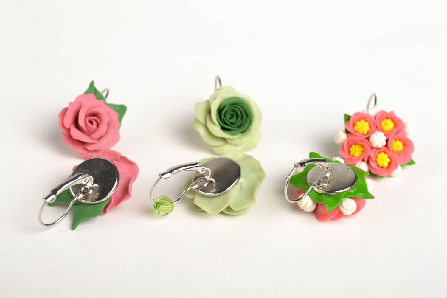 Flower earrings handmade designer earrings molded porcelain earrings for women photo 4