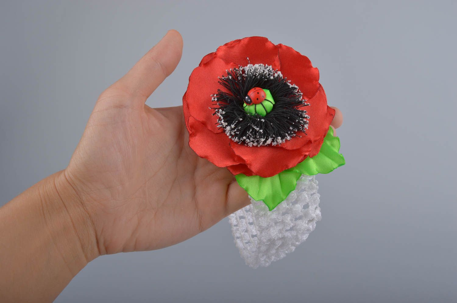 Handmade designer headband stylish accessory for kids headband with flower photo 2
