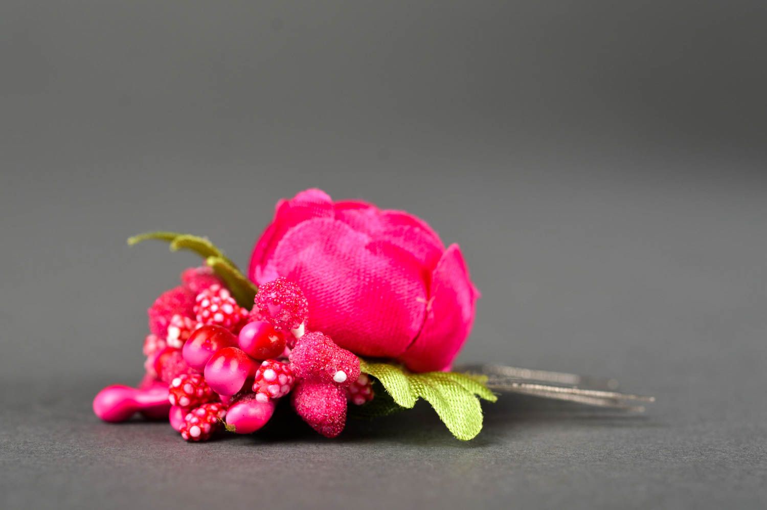 Peigne cheveux fait main Accessoire coiffure rose avec fleur Cadeau fille photo 3
