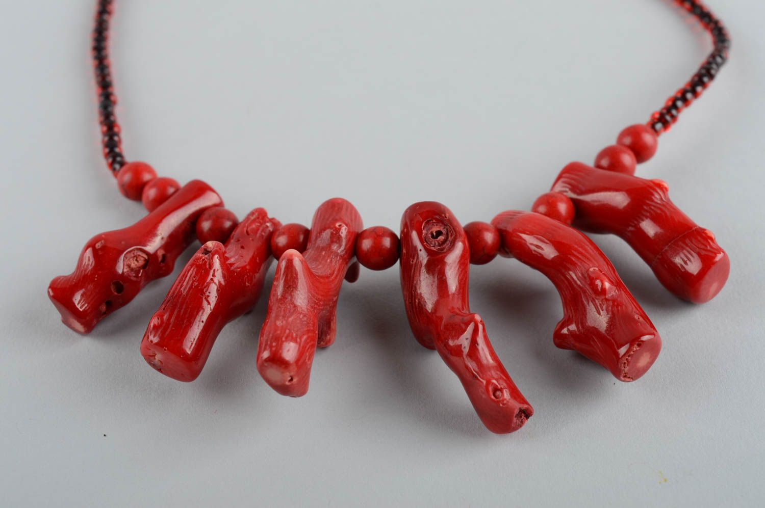 Handmade Korallen Collier Korallenkette rot Accessoire für Frauen stilvoll foto 3