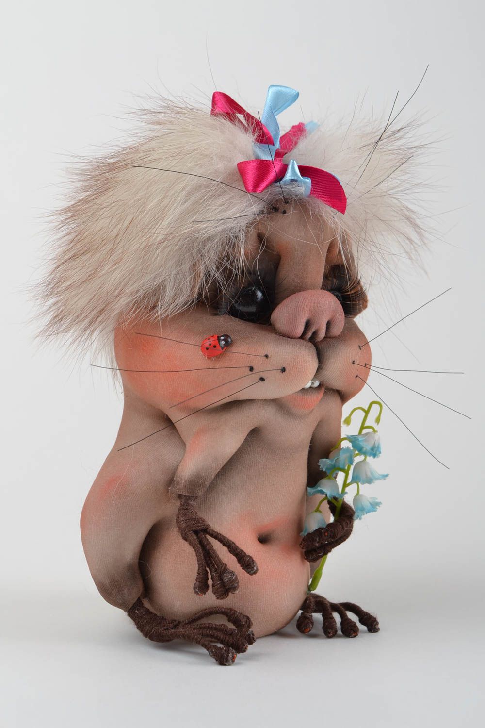 Handmade Hamster Spielzeug Stoff Kuscheltier Geschenk für Kind Haus Deko  foto 3