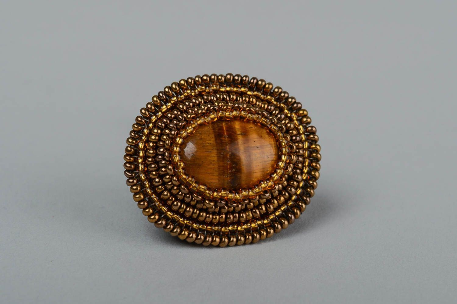 Handmade tiger eye brooch designer brooches seed bead brooches for women photo 4