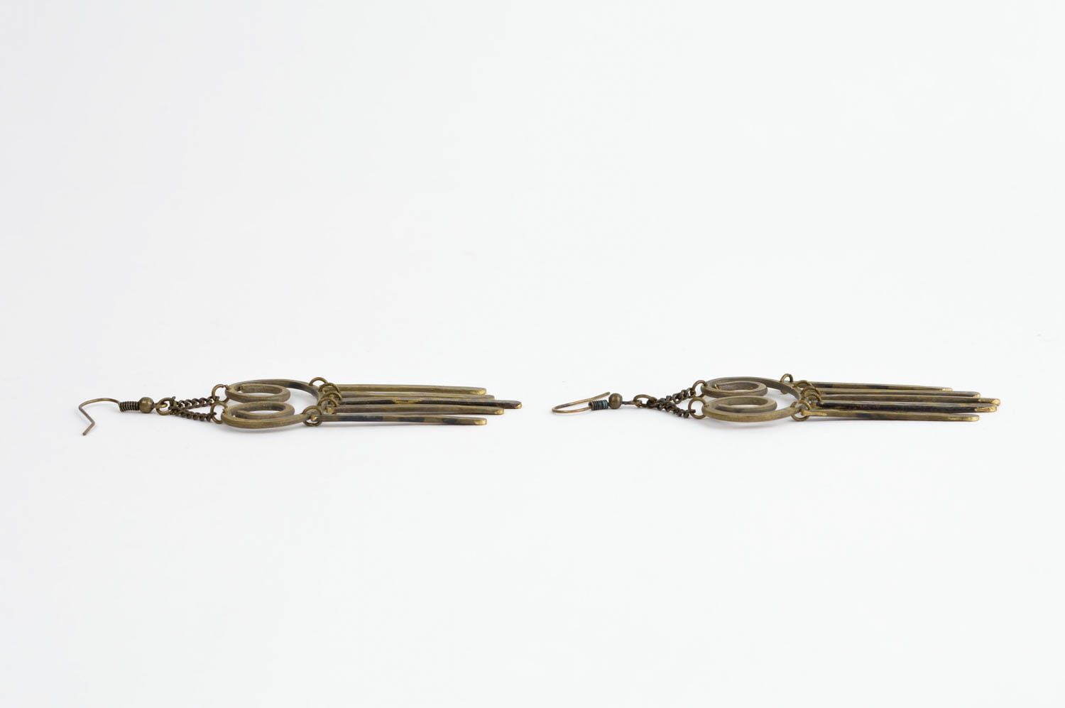 Украшение из латуни металлический аксессуар длинные серьги в восточном стиле фото 2