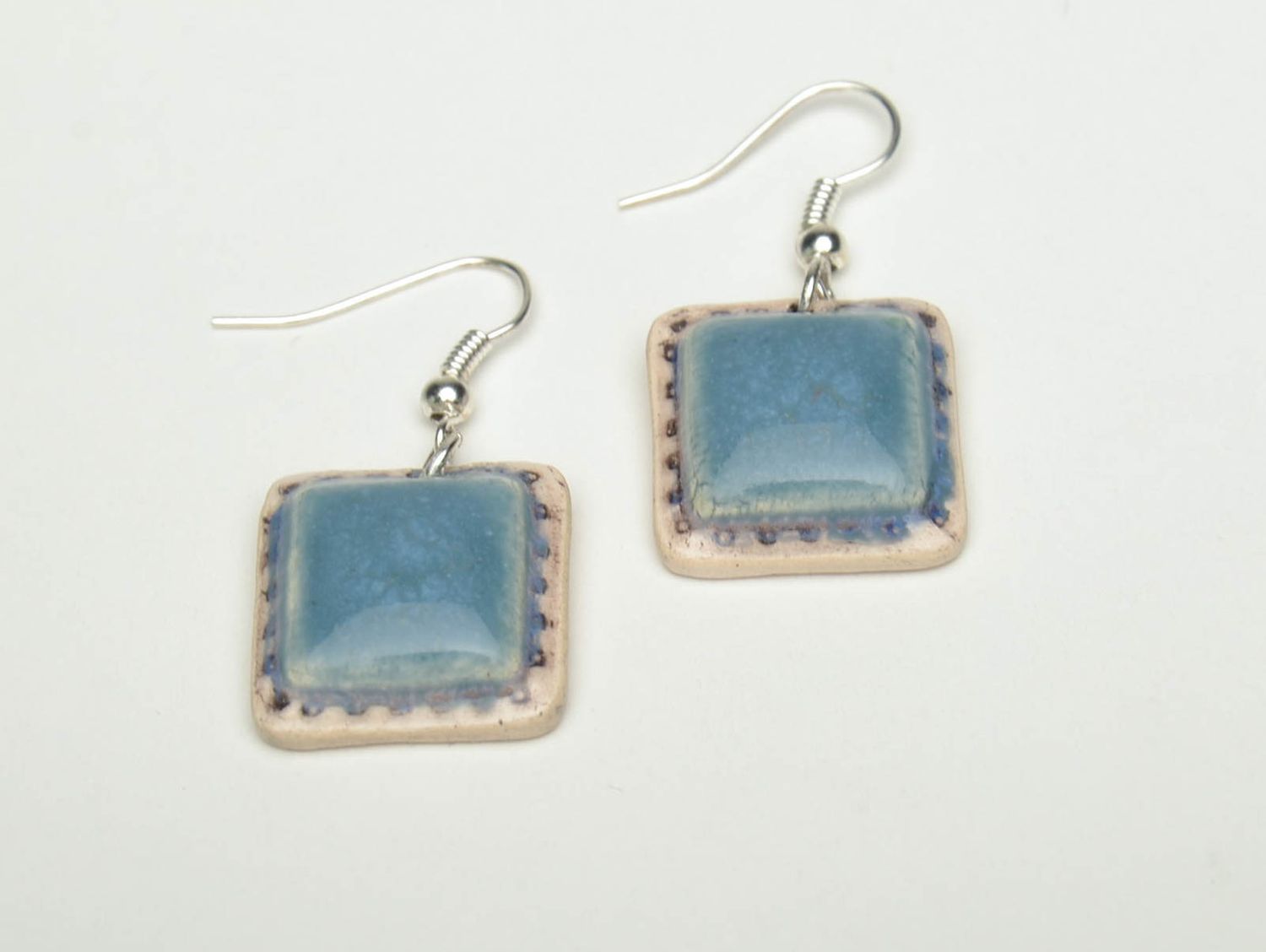 Light blue ceramic earrings photo 2