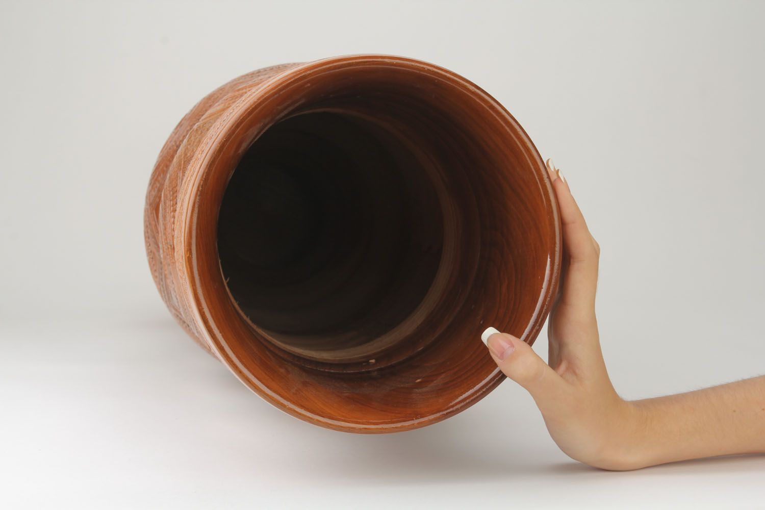 Vase de plancher en bois fait main photo 5