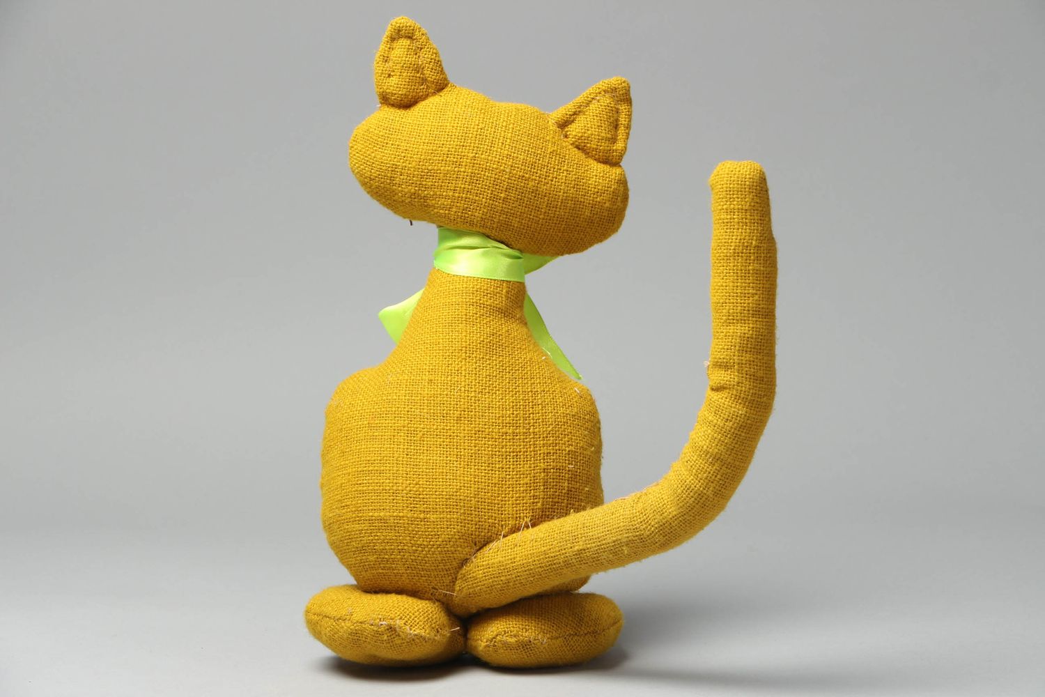 Handmade soft toy sewn of burlap Cat photo 2
