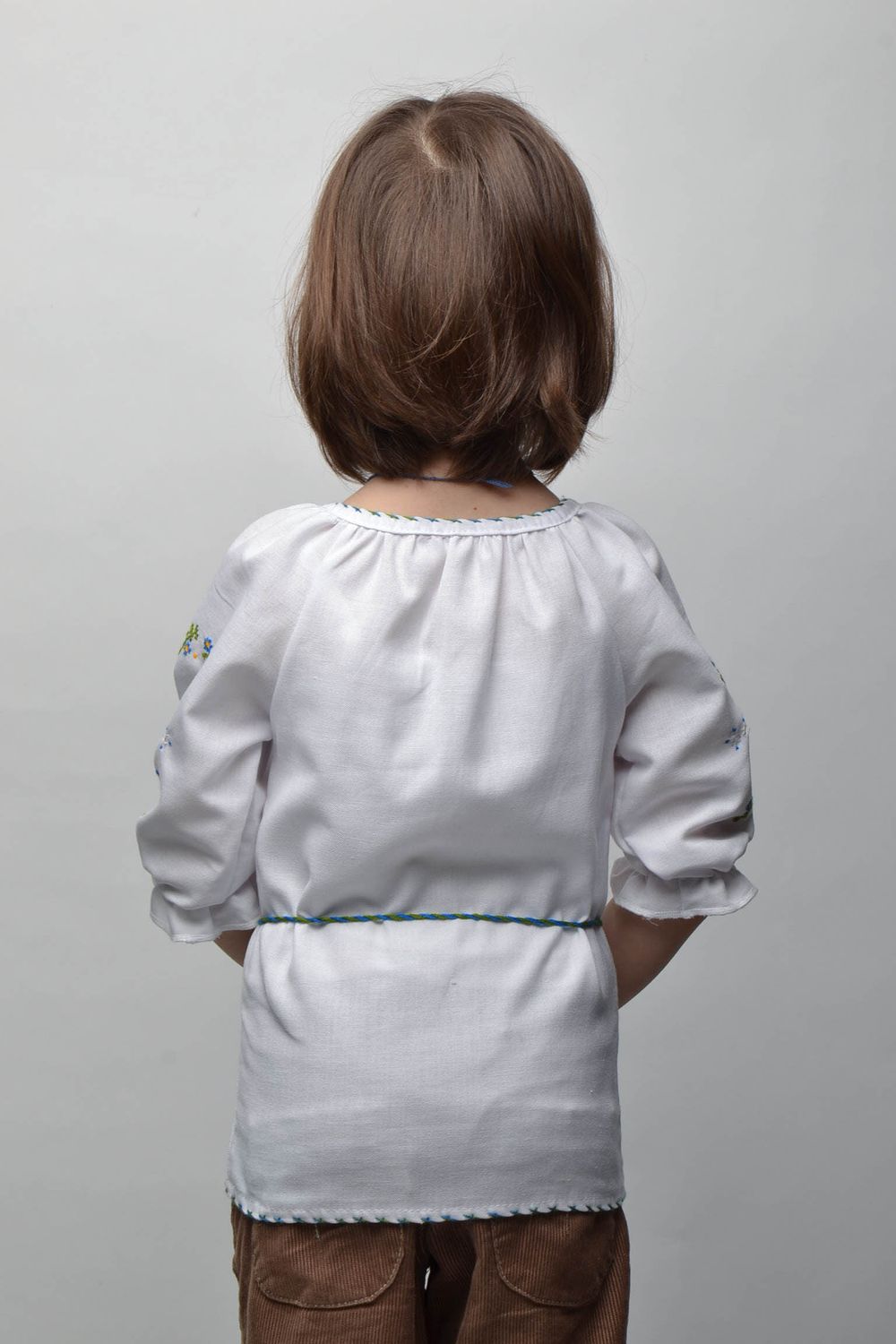 Этническая рубашка для девочки 5-7 лет с вышивкой фото 4