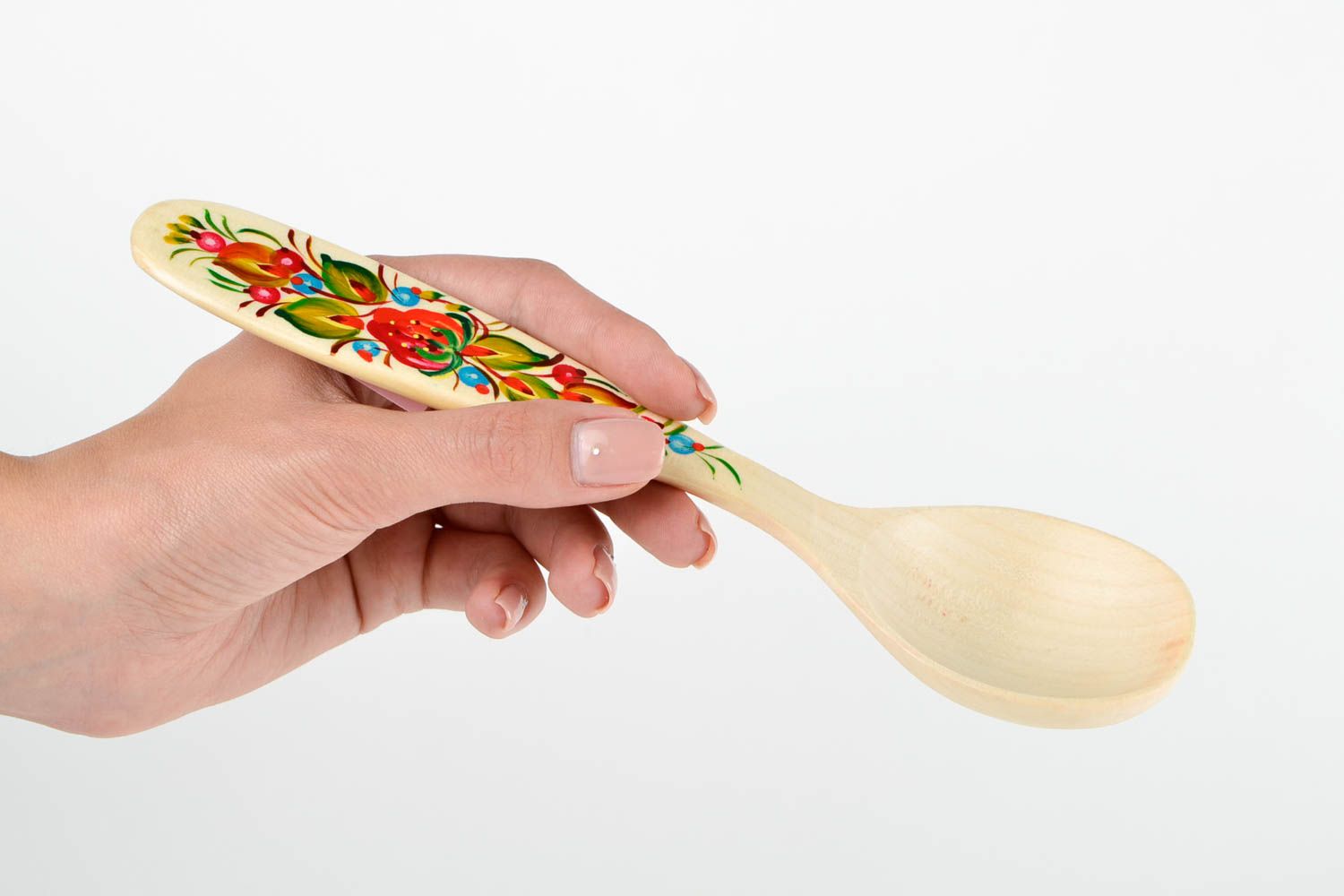 Cuchara de madera decorada hecha a mano utensilio de cocina accesorio de cocina foto 2