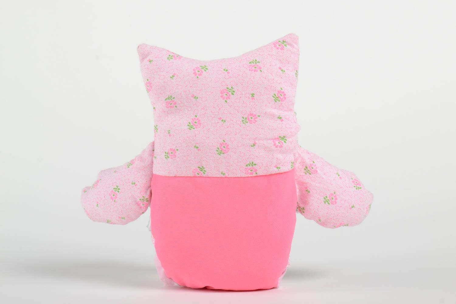 Мягкая игрушка сова из ткани ручной работы авторская розовая красивая милая фото 4