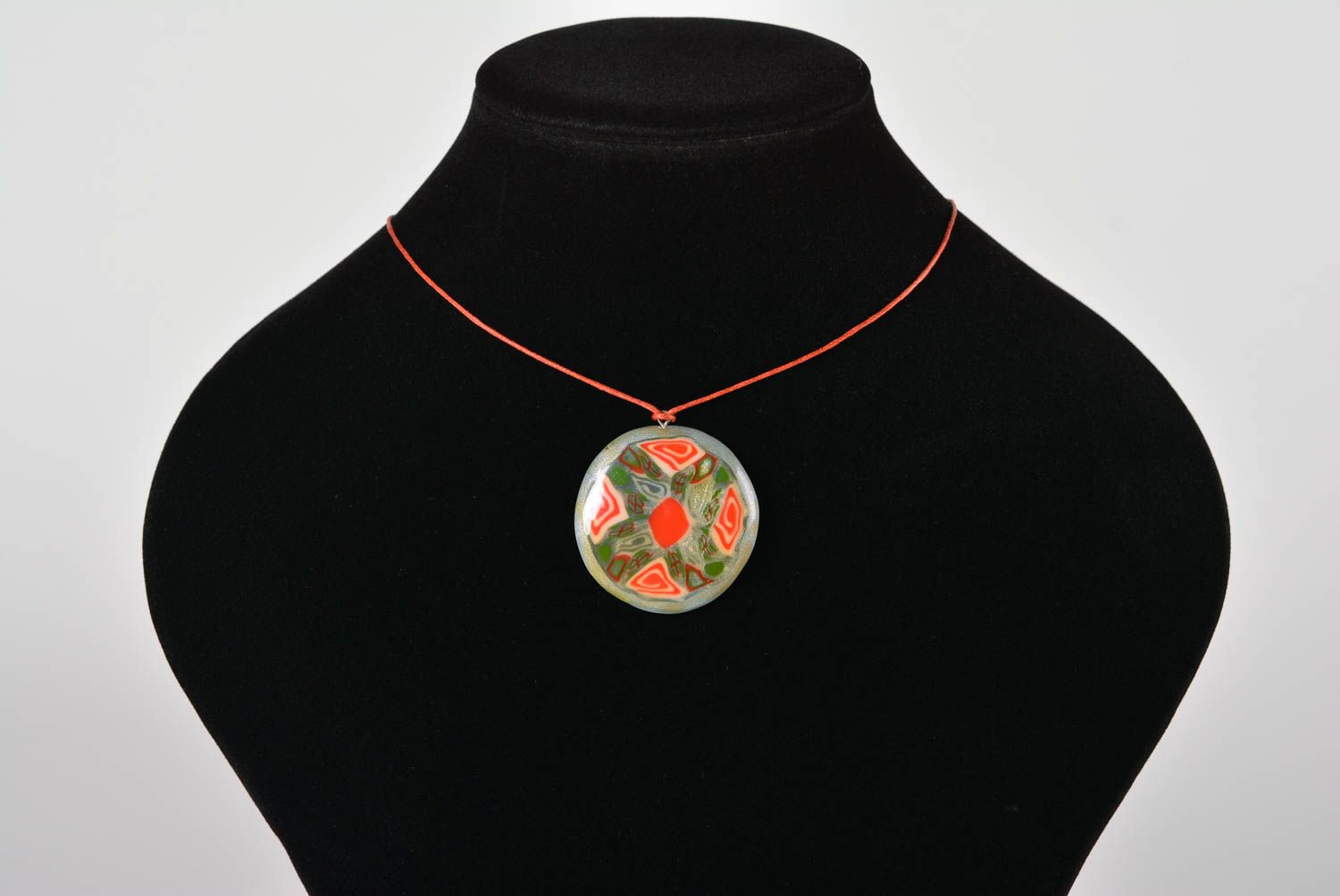 Designer necklace handcrafted jewelry pendant necklace polymer clay gift ideas photo 2