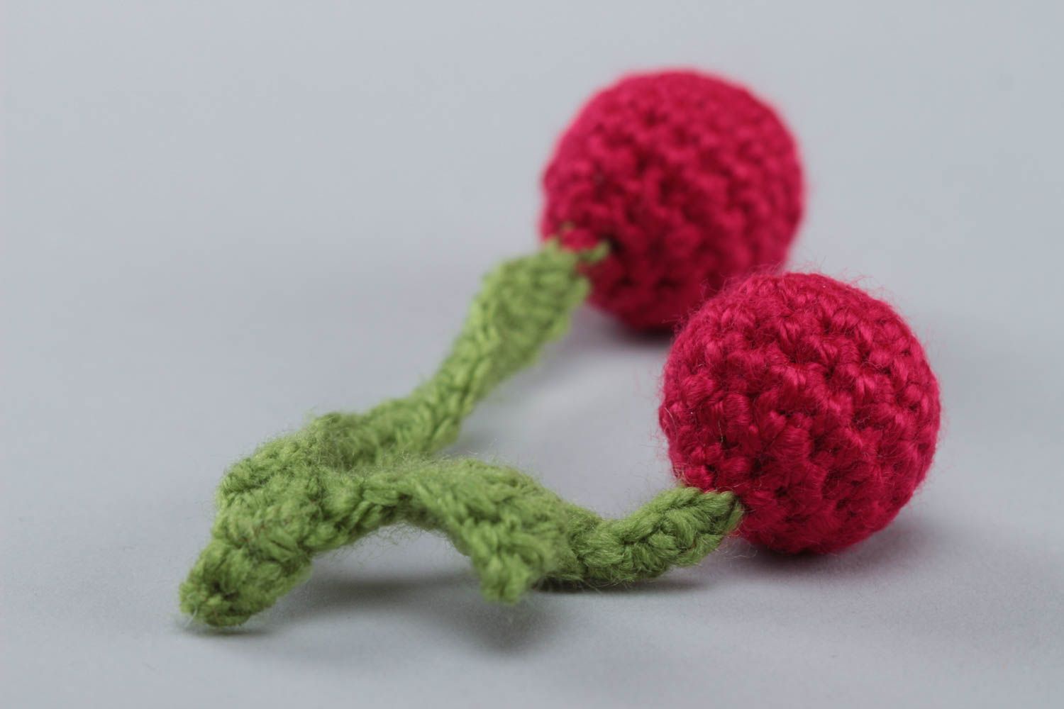 Handmade small designer crochet soft toy cherry for kids and interior decor photo 4