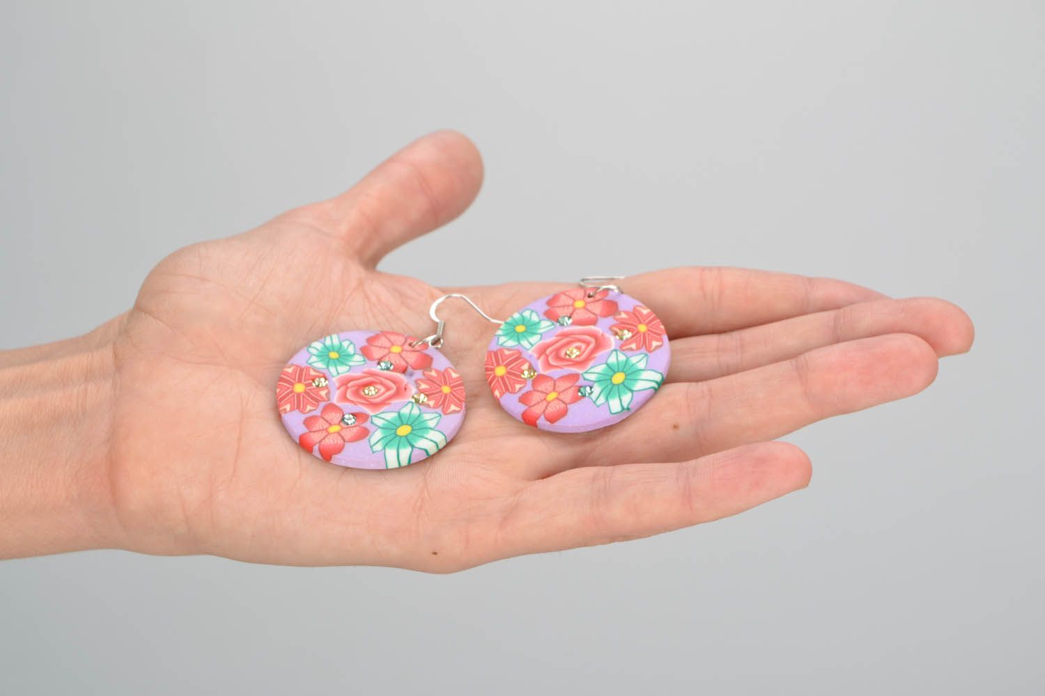Round earrings Floral photo 2