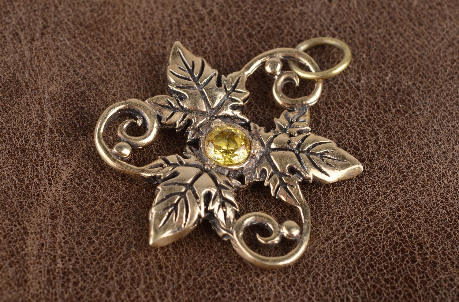 Handmade unusual bronze pendant cute female pendant designer accessory photo 1