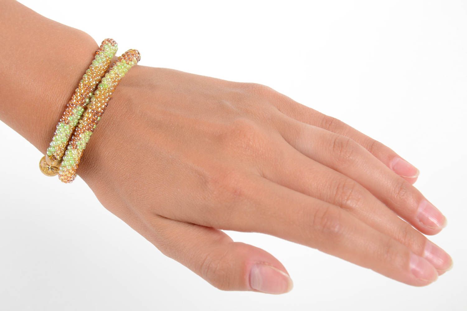 Bracelet perles de rocaille Bijou fait main deux tours Accessoire femme photo 2
