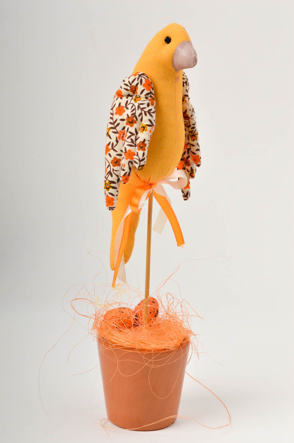 Украшение для стола хэнд мейд декор для дома птица декор для интерьера оранжевая фото 4