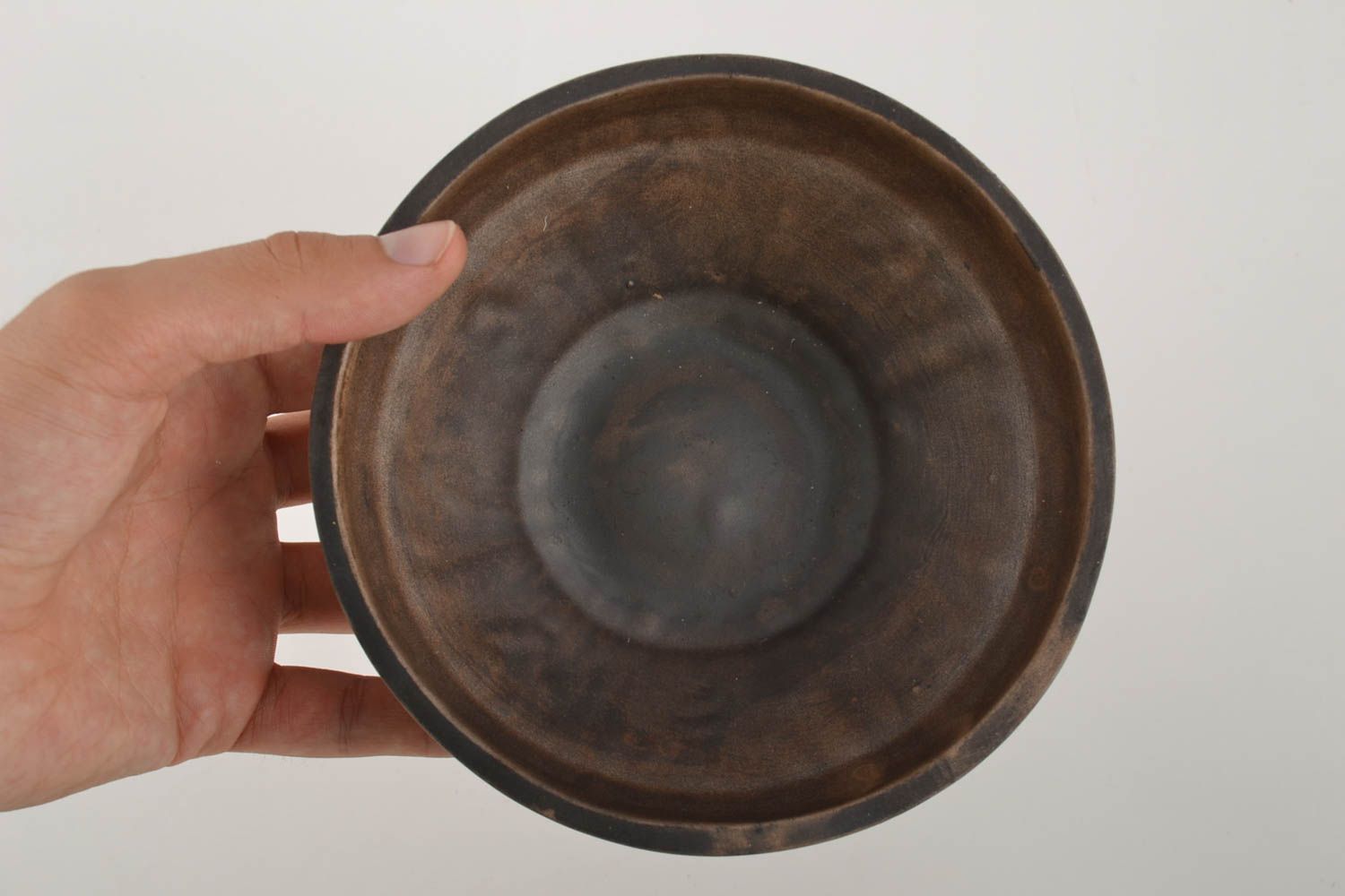 Handgemachte originelle schöne tiefe Schale aus Ton Keramik Geschirr für Küche foto 2