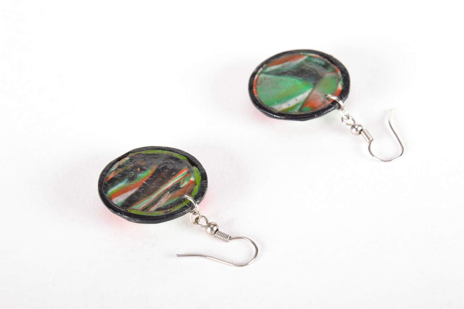 Large earrings made of polymer clay photo 2