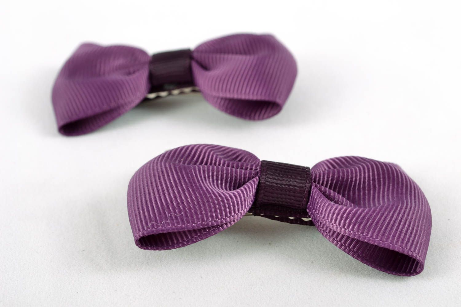 Аксессуары для волос украшение ручной работы заколки бантики фиолетовые фото 3