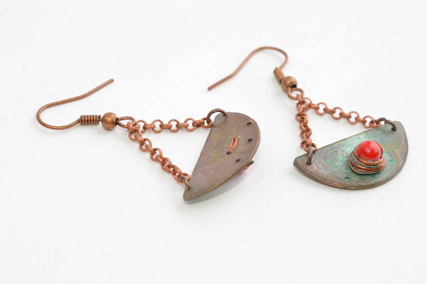 Handmade accessory copper earrings designer earrings unusual gift ideas photo 4