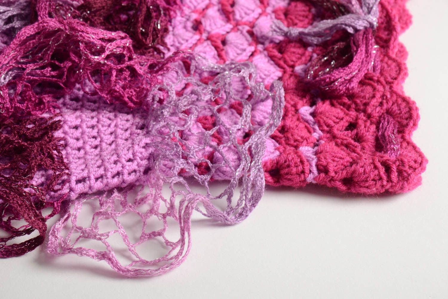 Jupe fille fait main Jupe tricot au crochet design rose violet Vêtement fille photo 5