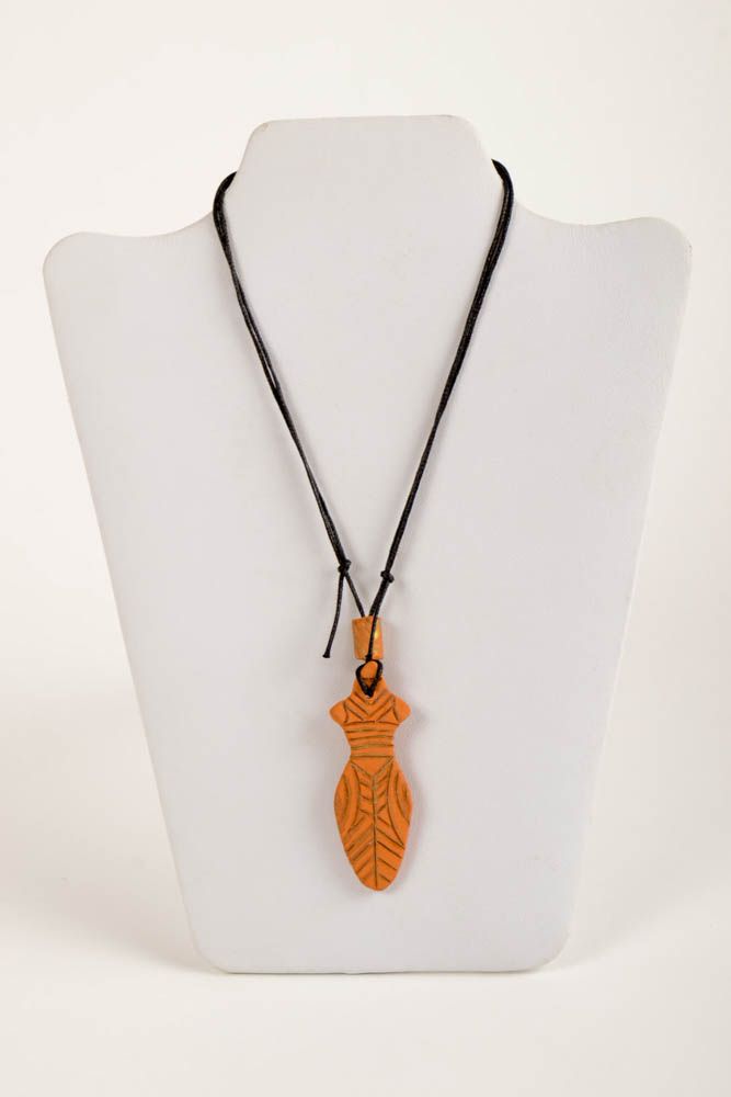 Handmade clay pendant designer pendant unusual accessory gift for women photo 2