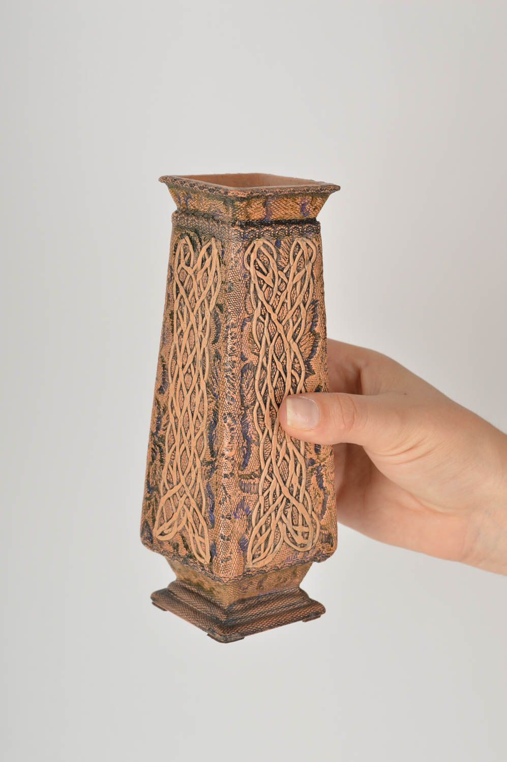 7 inches brown handmade Roman-style décor vase 0,6 lb photo 5