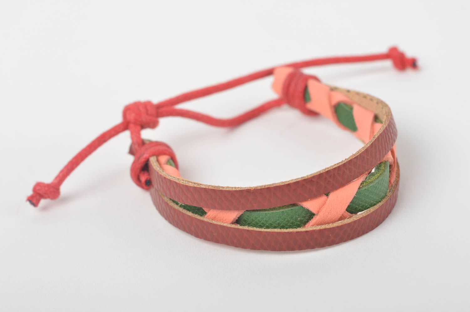 Bracelet en cuir Bijou fait main tressé multicolore design Cadeau pour femme photo 2