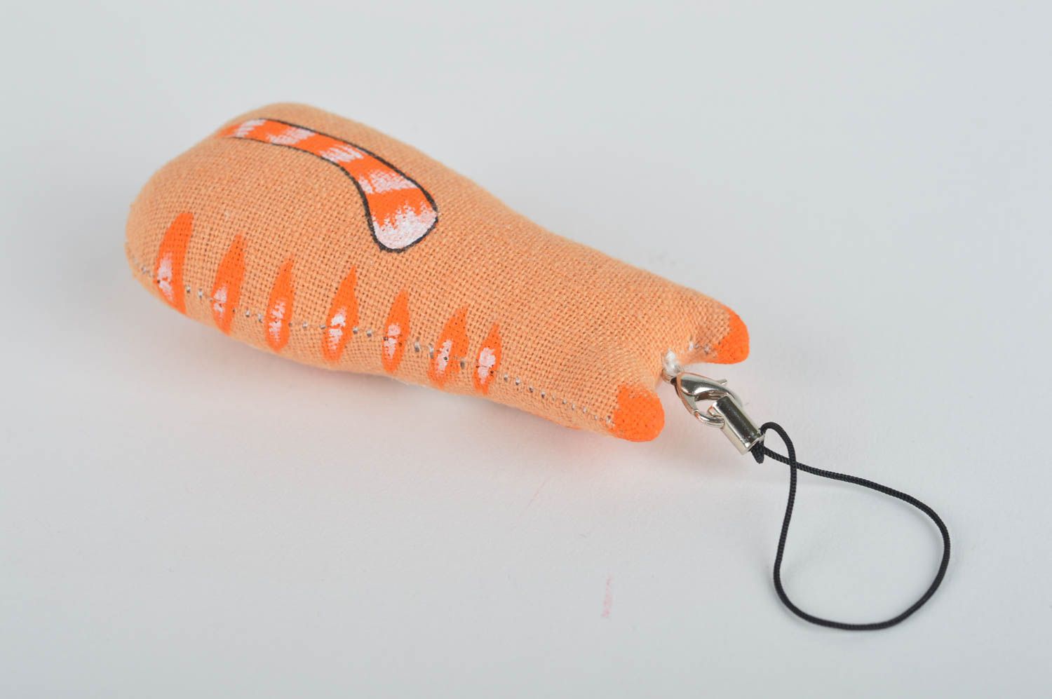 Брелок для ключей подарок ручной работы аксессуар для телефона рыжий котик фото 4