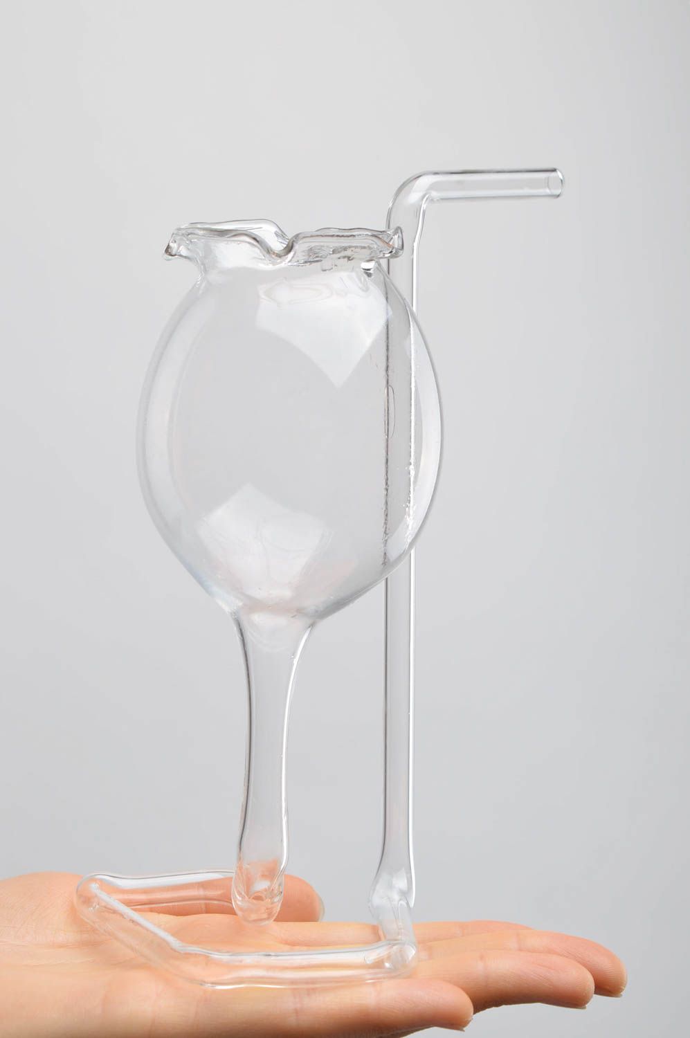 Стеклянный стакан ручной работы оригинальный бокал стакан с трубочкой 230 мл фото 4