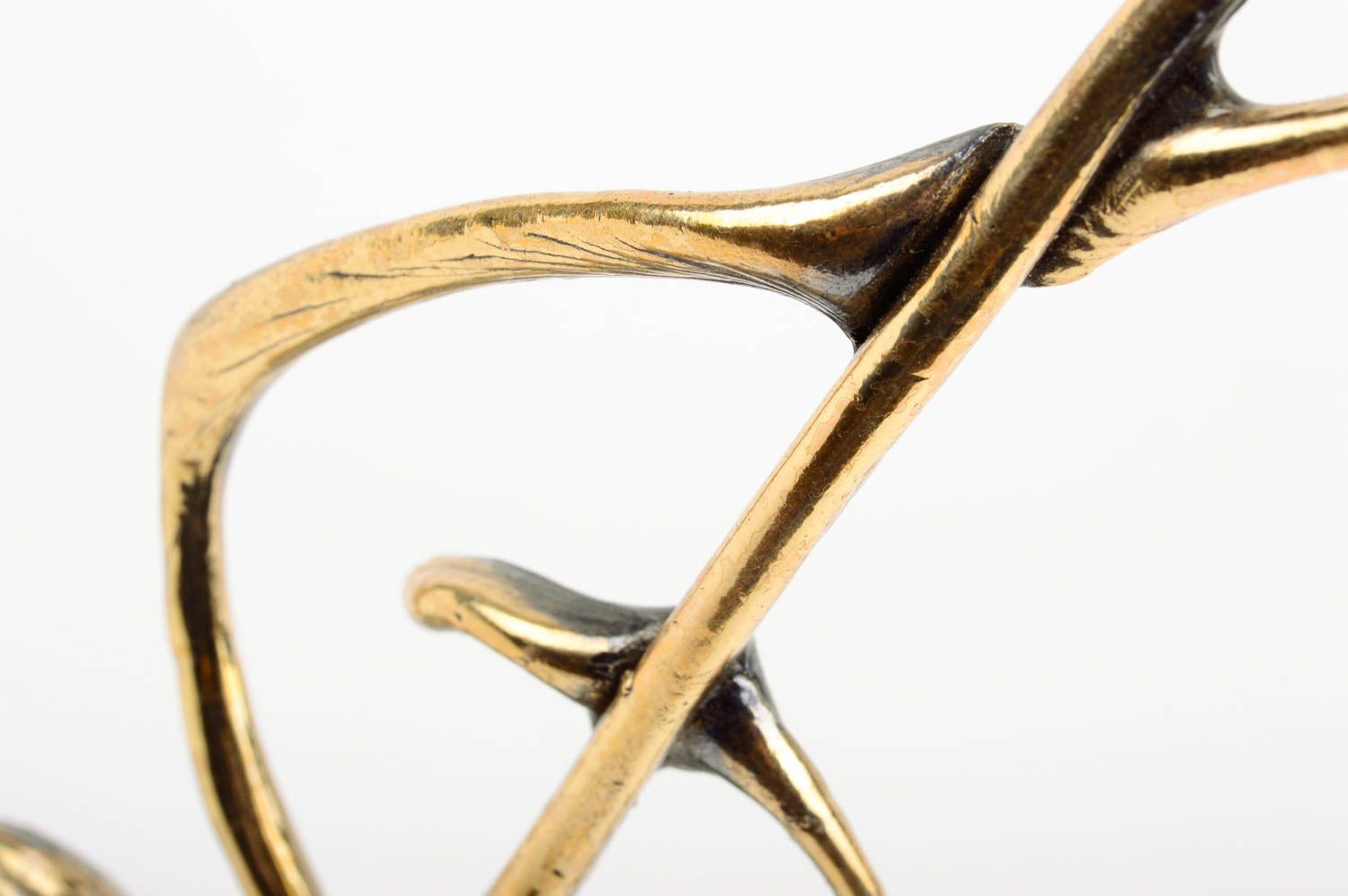 Designer unusual statuette jewelry made of brass handmade stylish accessory photo 5