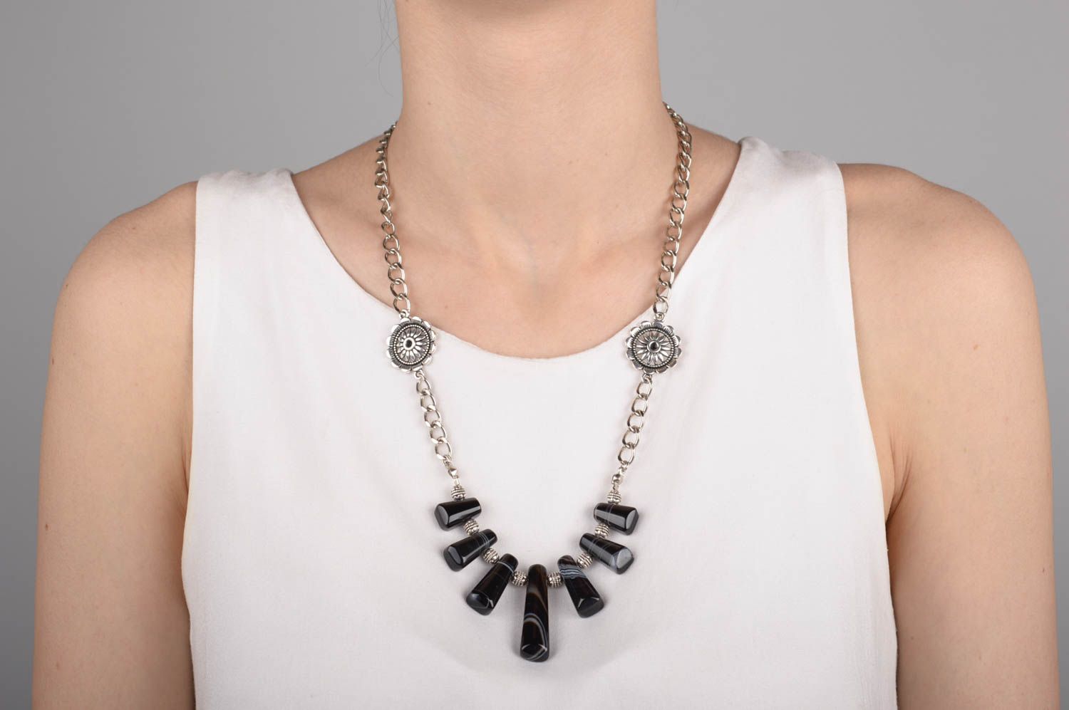 Designer necklace handmade elegant jewelry necklace with natural stone photo 5