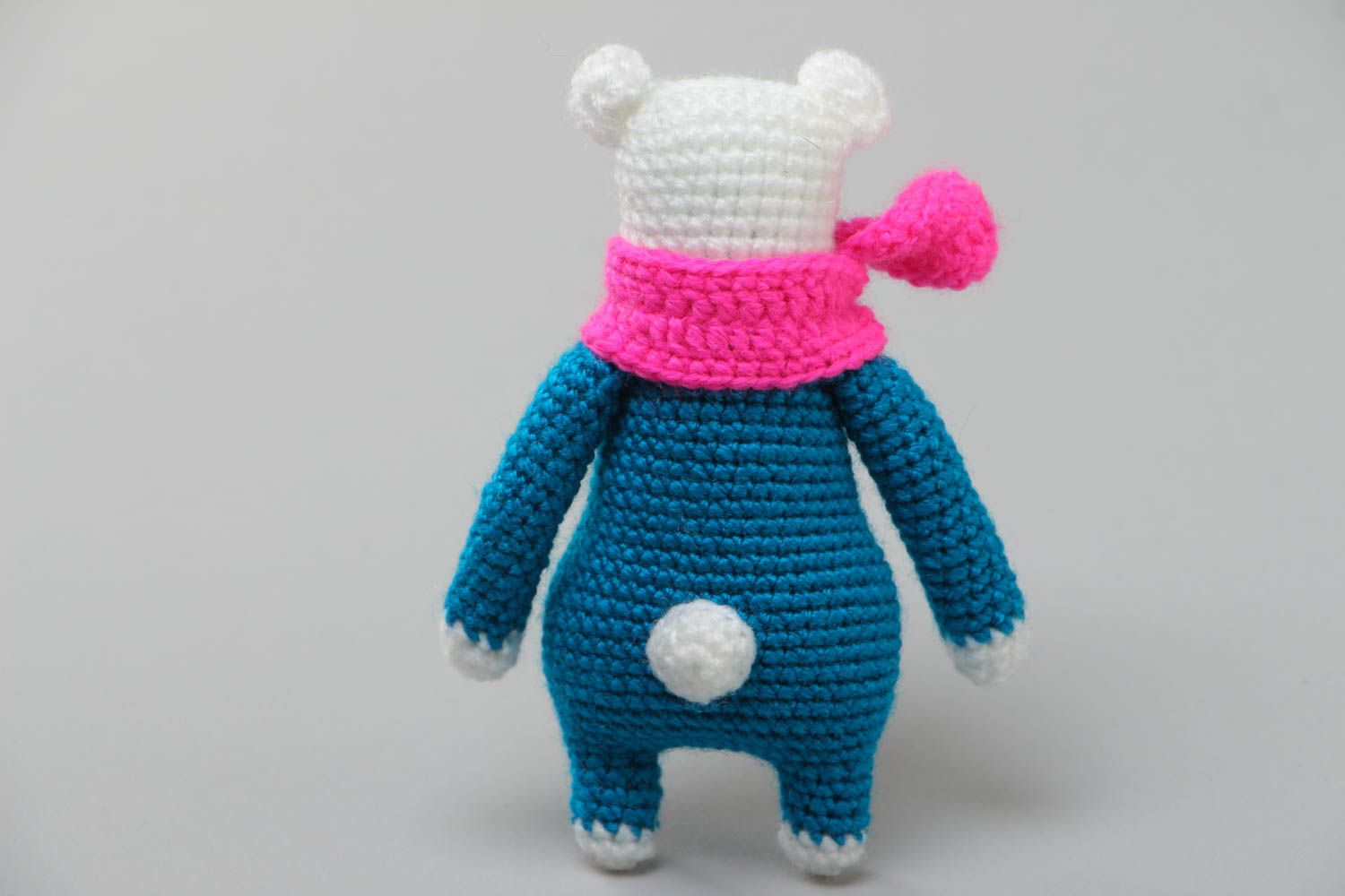 Jouet mou tricoté en fils acryliques au crochet fait main pour enfant Ours blanc photo 4
