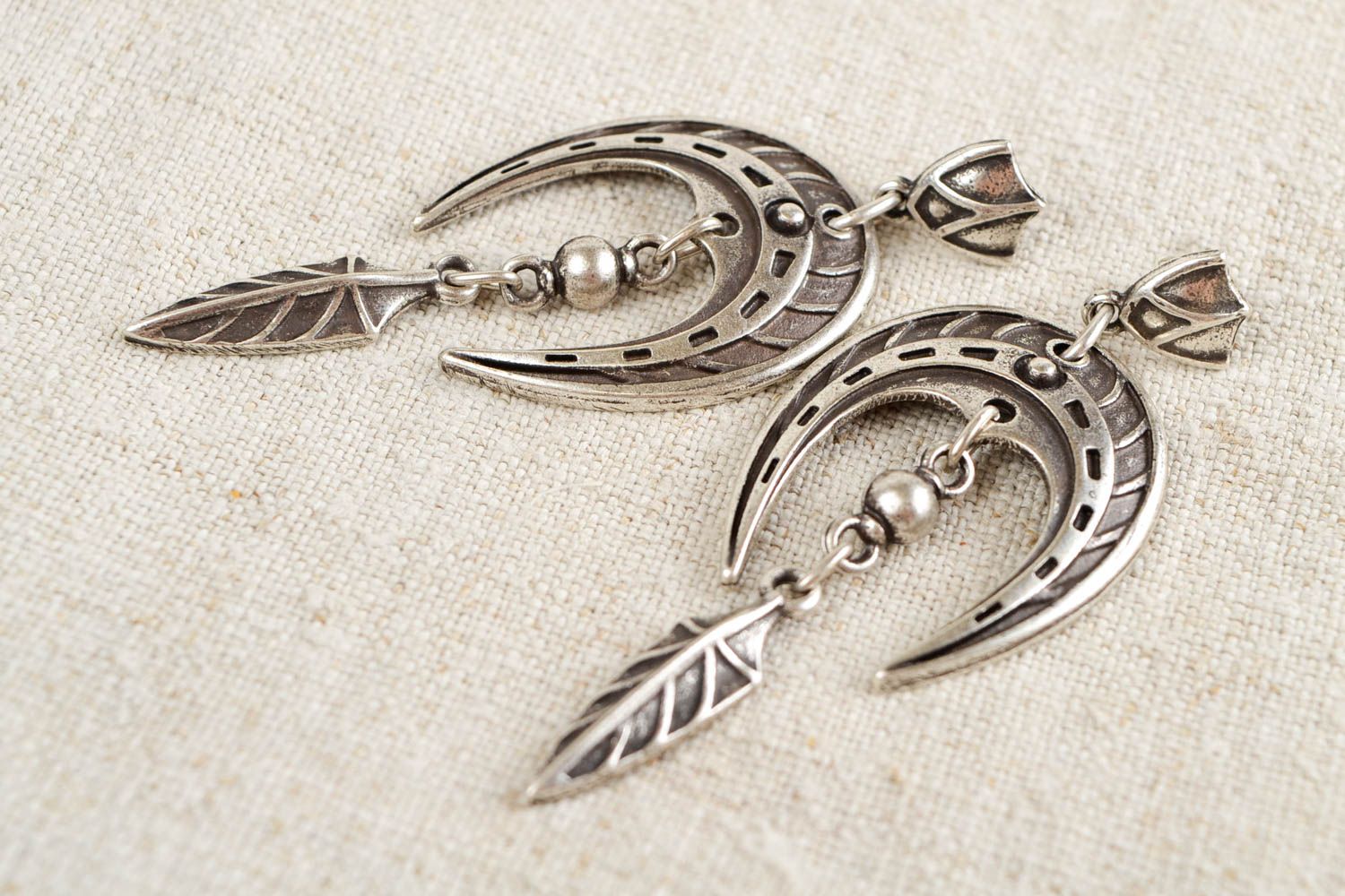 Metal earrings handcrafted fashion accessories women gift idea long earrings photo 1
