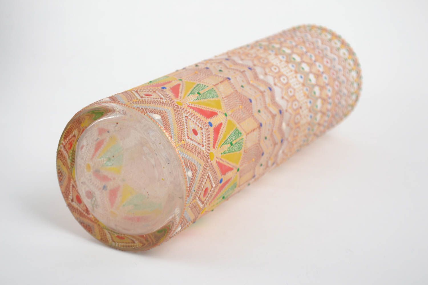 Vase droit fait main Déco maison verre Cadeau pour femme peint multicolore 1.5 l photo 3