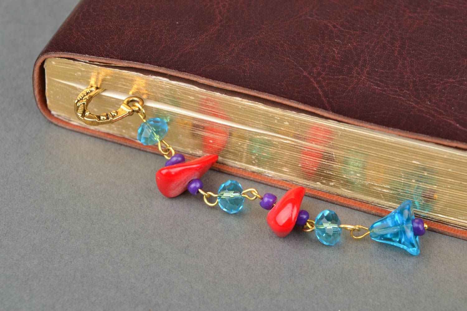 Bookmark with glass beads and natural coral photo 3