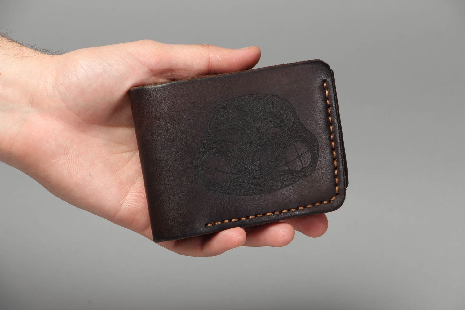 Braunes Portemonnaie aus Leder handmade foto 4