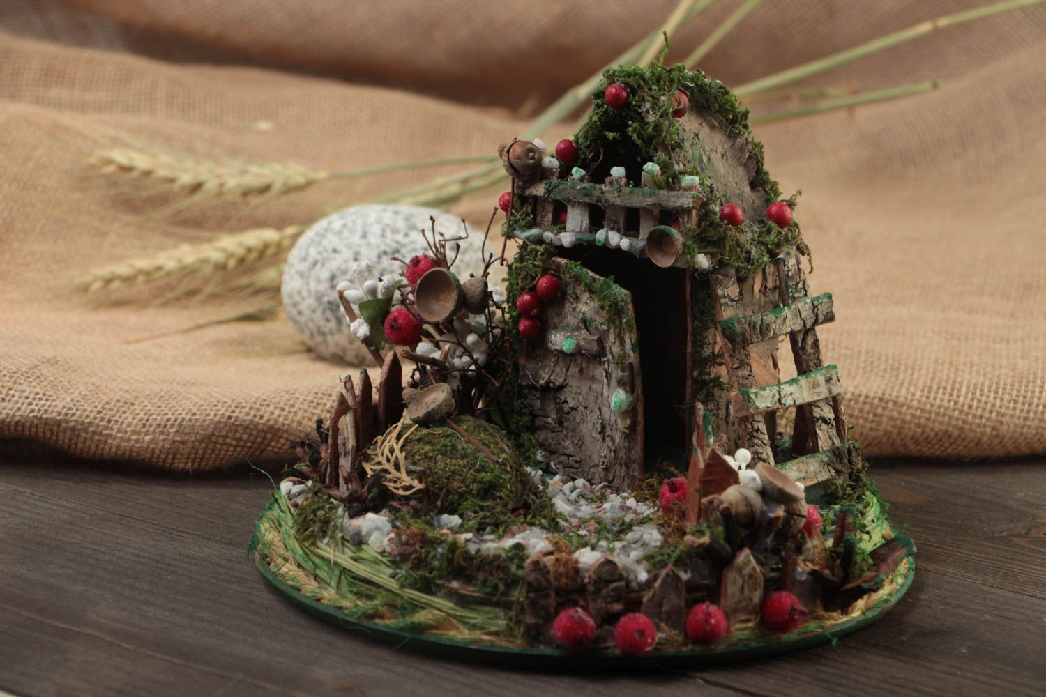 Decorative house for home made of natural materials little beautiful fairy tale photo 1