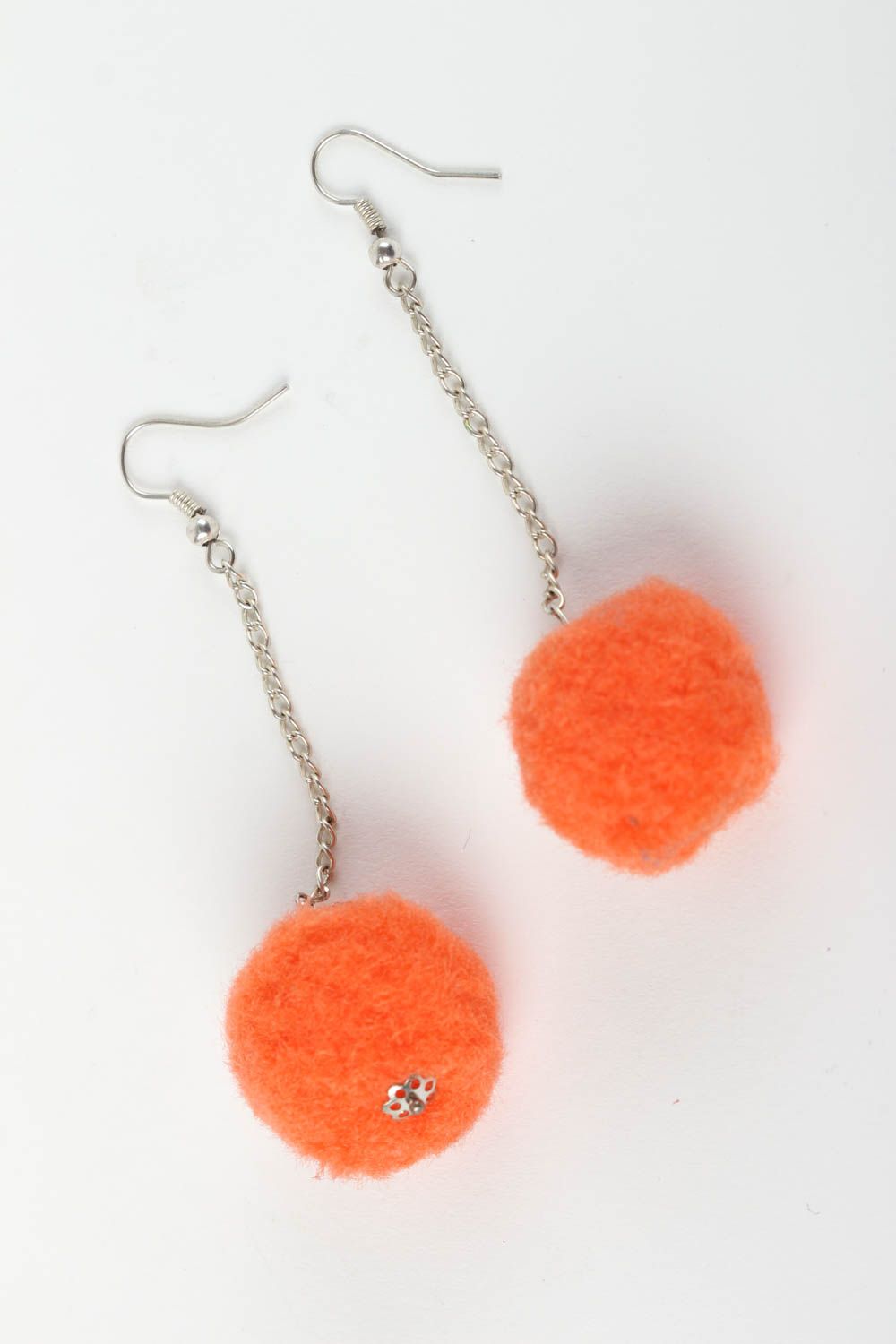 Handmade orange Kugeln Ohrringe aus Filz Designer Schmuck Accessoire für Frauen  foto 2