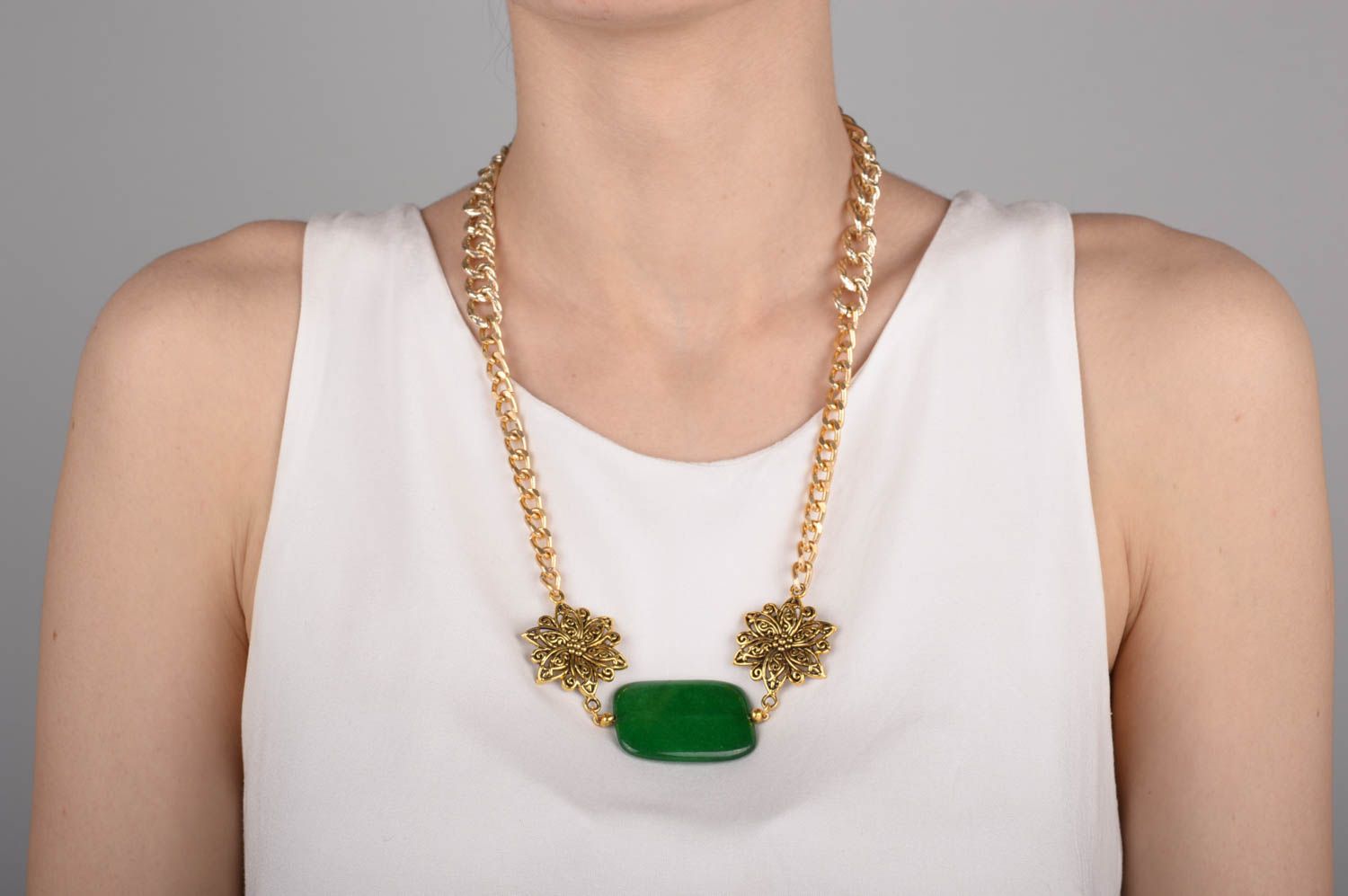 Schöne Kette handmade Collier Halskette in Grün Geschenk für Frauen originell foto 5