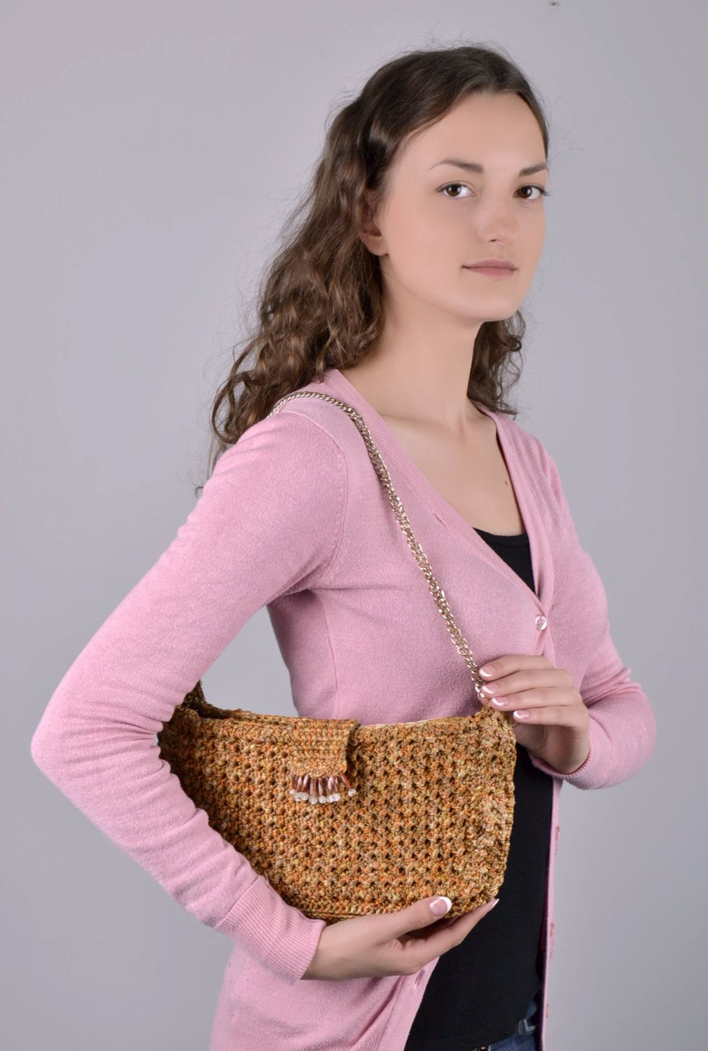 Handmade knitted purse photo 2