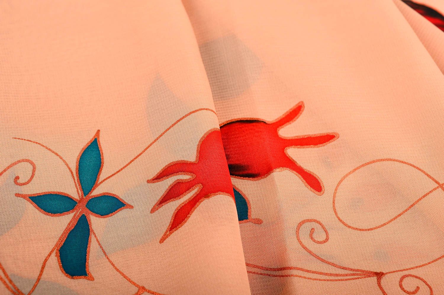 Шарф ручной работы женский шарф расписанный красками шифоновый шарф Гранаты фото 4