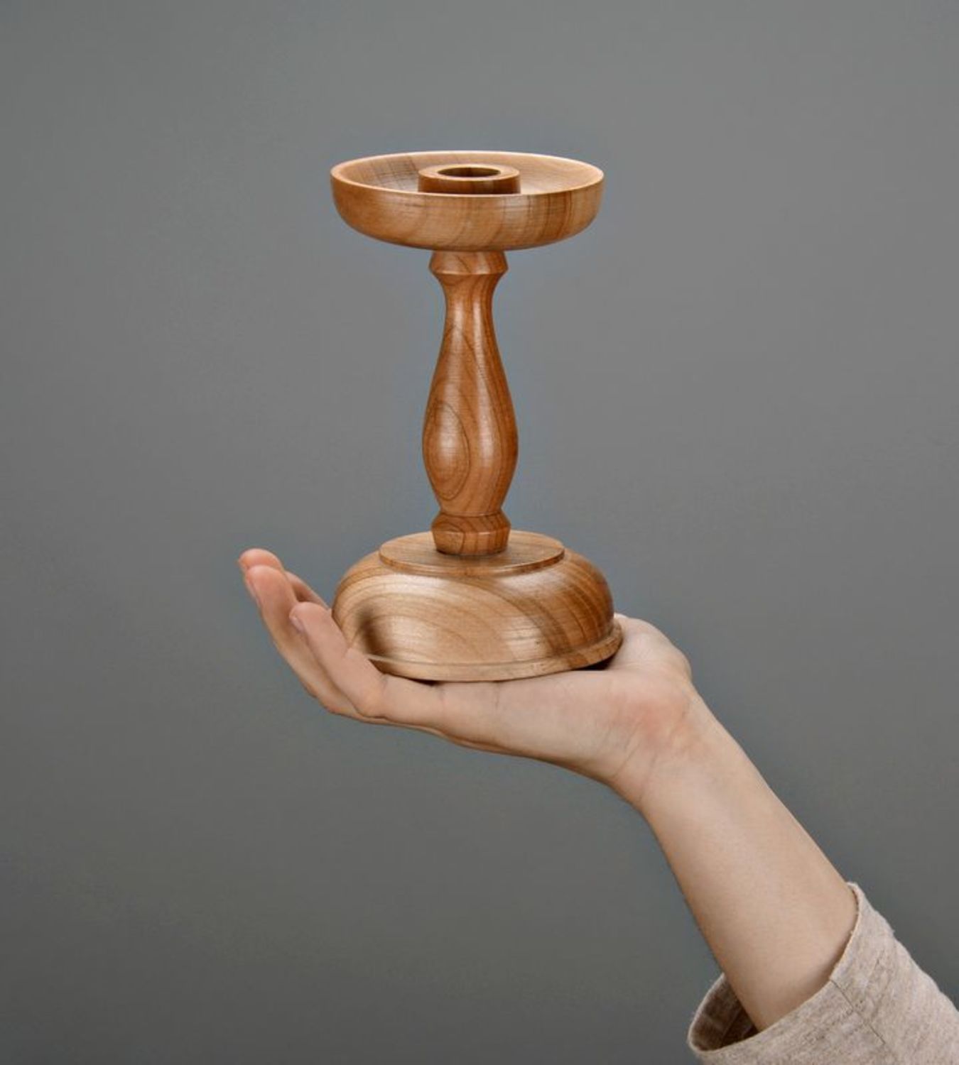 Wooden candlestick Candle holder photo 5