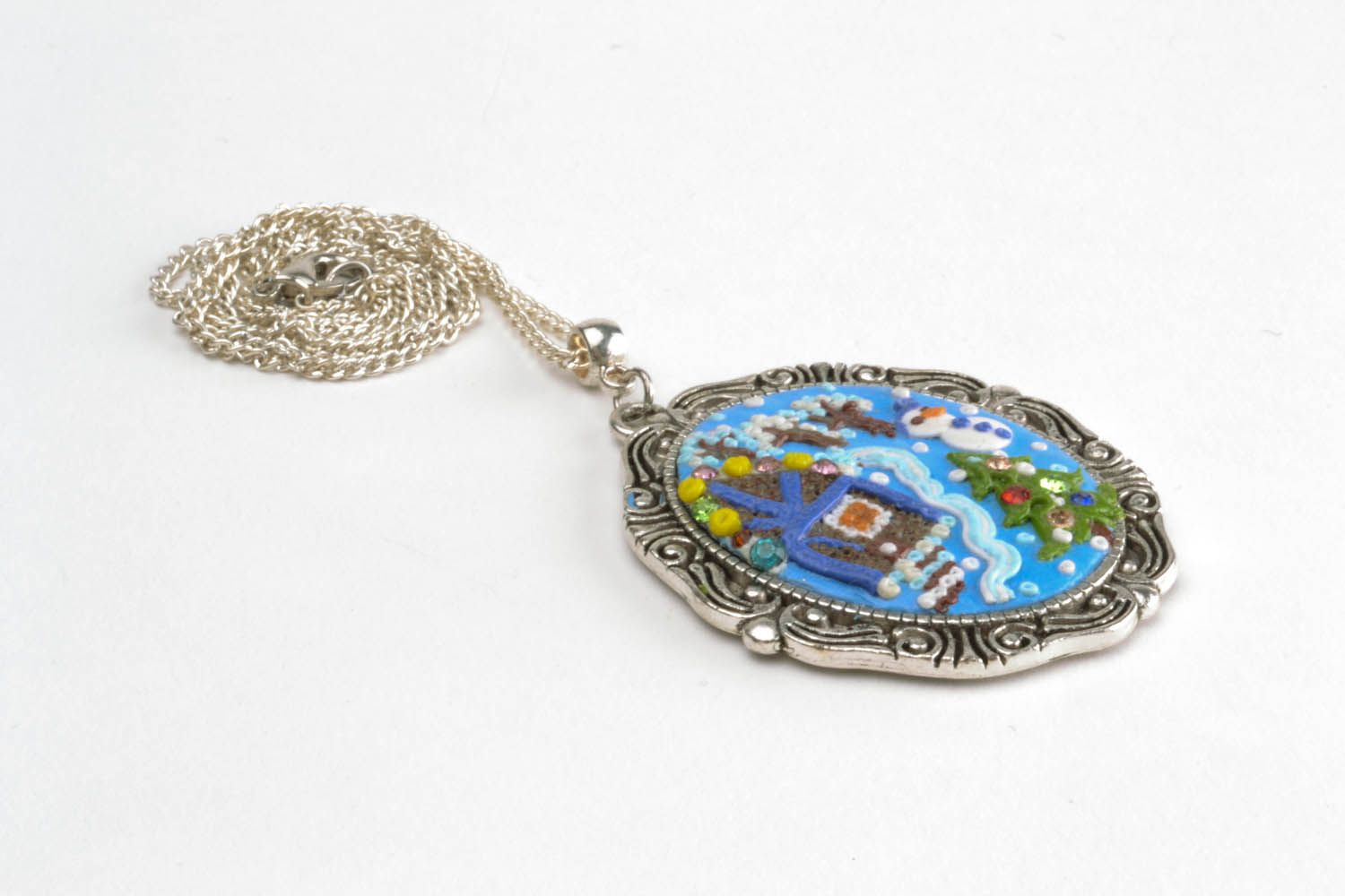Polymer clay pendant New Year photo 3