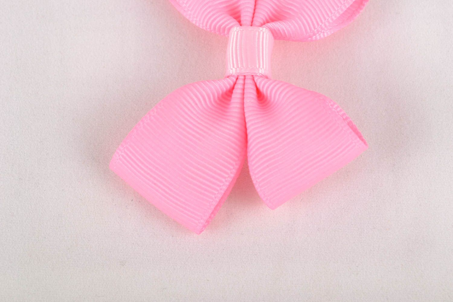 Pink ribbon bow for hair clip photo 5
