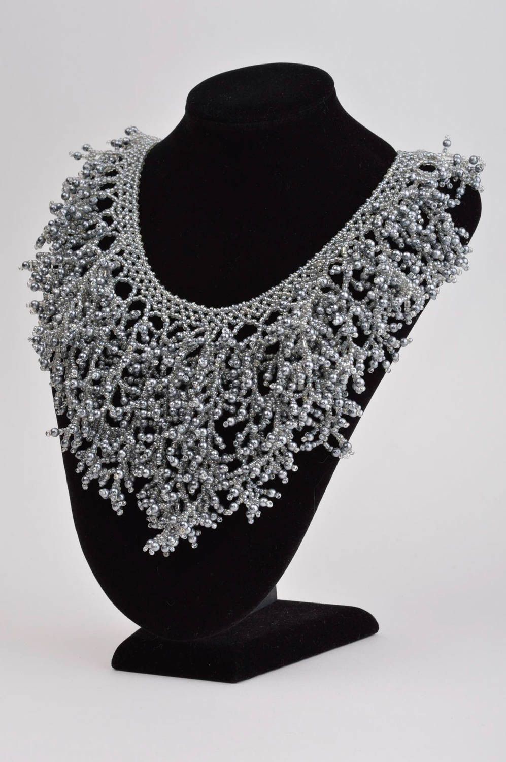 Collier Halskette handgemachter Schmuck Accessoire für Frauen Damen Collier grau foto 1