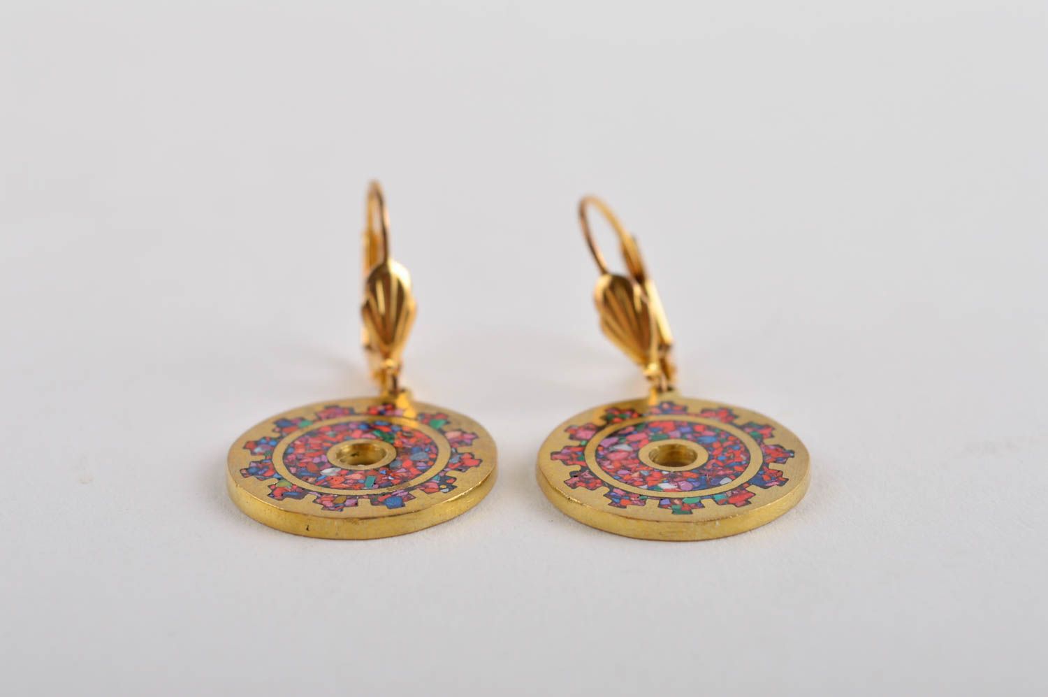 Handmade designer earrings with natural stones brass earrings fashion bijouterie photo 4