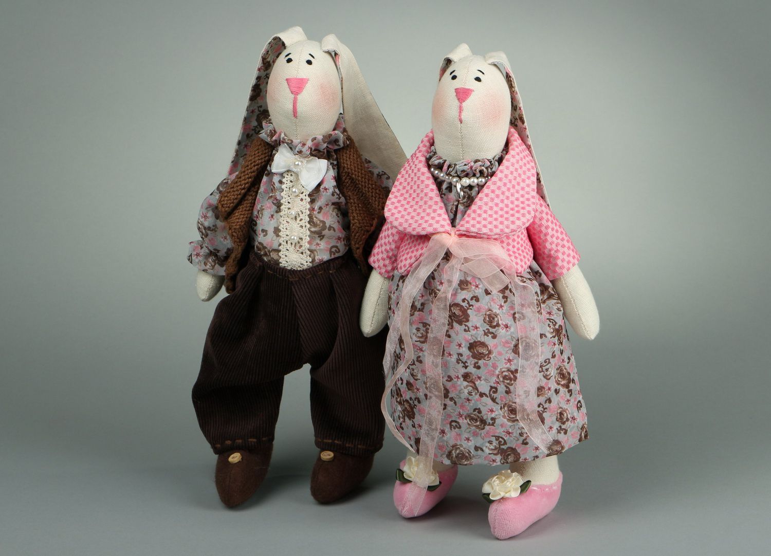 Pair of fabric toys Hares photo 2
