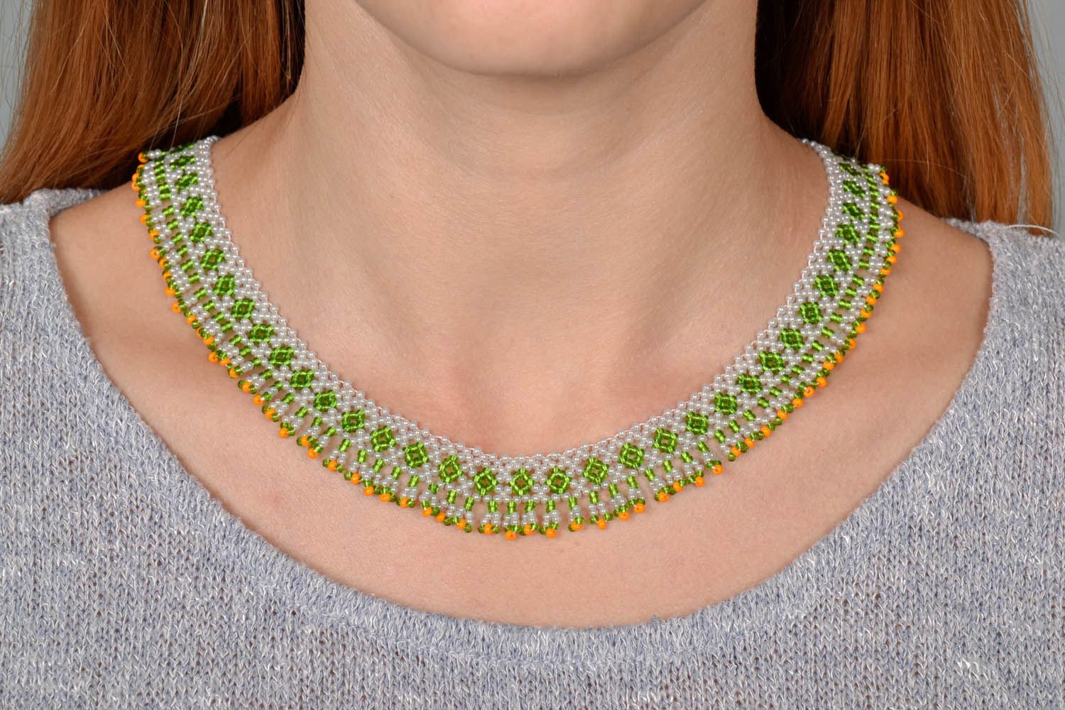 Bright beaded necklace photo 5