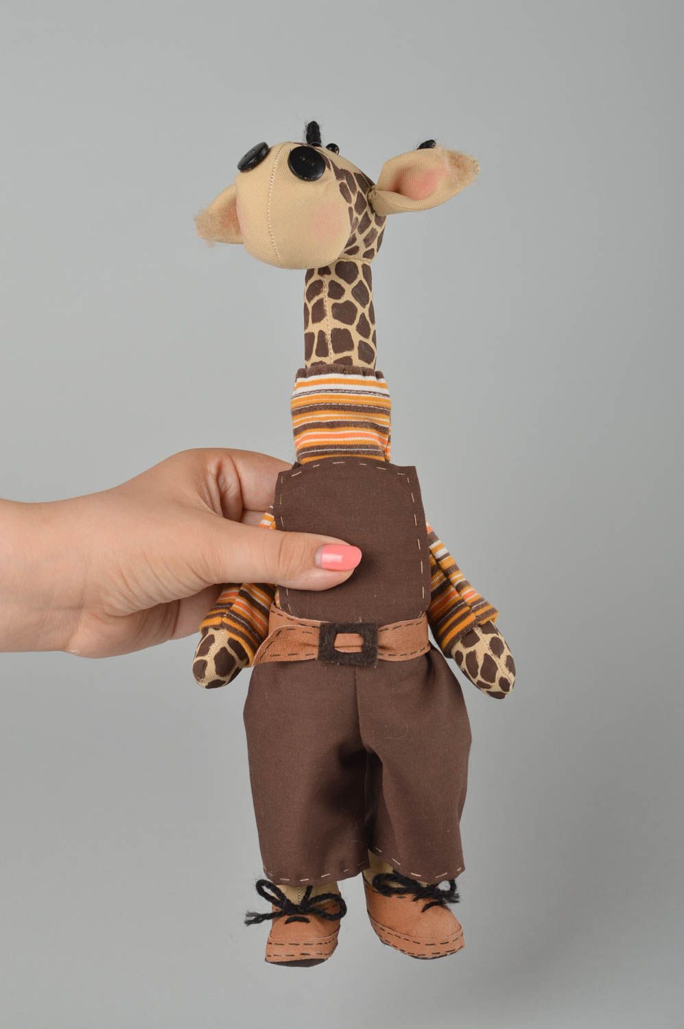 Peluche girafe Jouet fait main en tissu de coton Cadeau enfant original photo 3